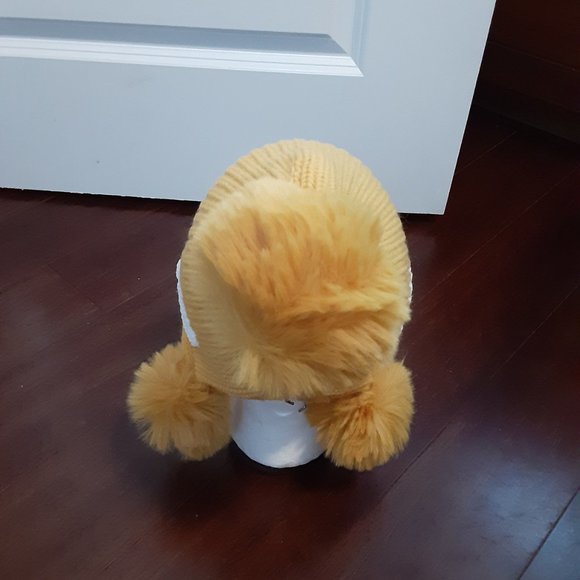 Golden Yellow Triple Pom Pom Fleece Lined Beanie Hat - Picture 6 of 8